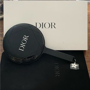 Dior Black Handheld Mirror with Star Charm